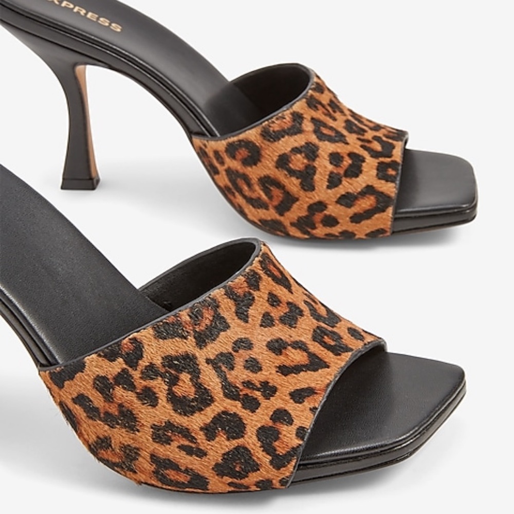 Express Square Toe Haircalf Heeled Sandals